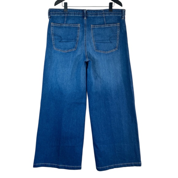 American Eagle Dreamy Drape Strigid Low-Rise Ultra Wide-Leg Jean size 12 Belted - Picture 8 of 9